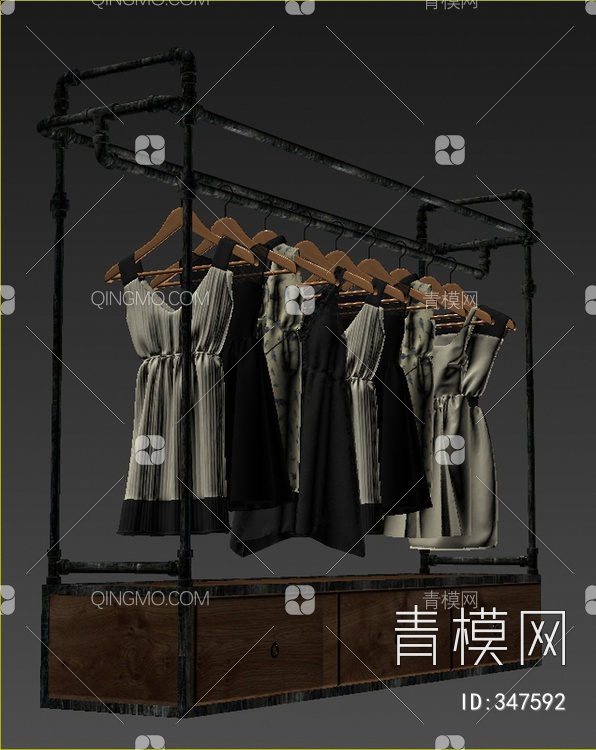 服饰挂衣杆3D模型下载【ID:347592】