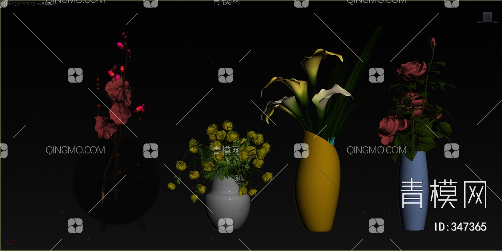花盆花卉3D模型下载【ID:347365】