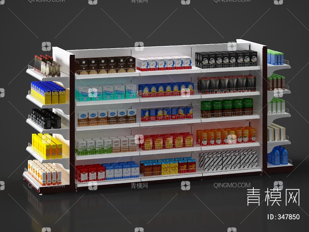 超市促销商品货架3D模型下载【ID:347850】