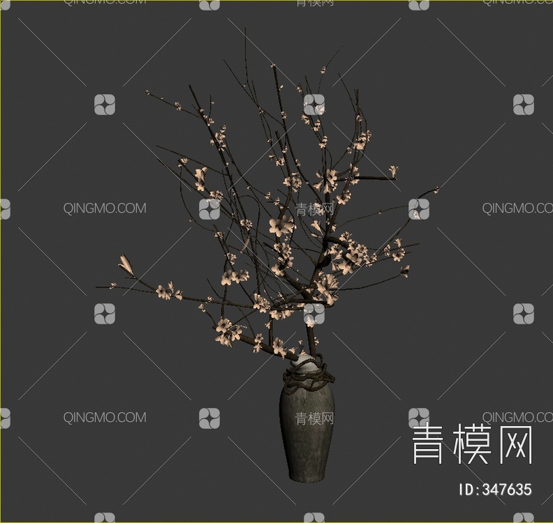 陶瓷花瓶花卉3D模型下载【ID:347635】