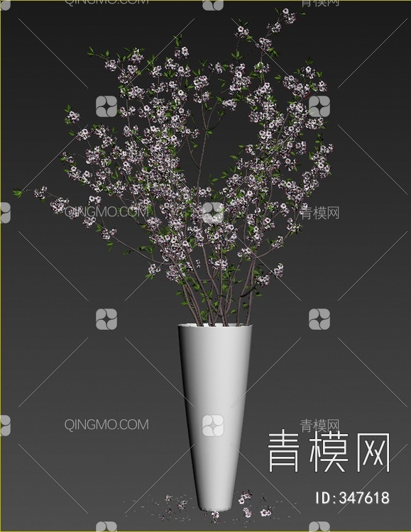 陶瓷花瓶花卉3D模型下载【ID:347618】