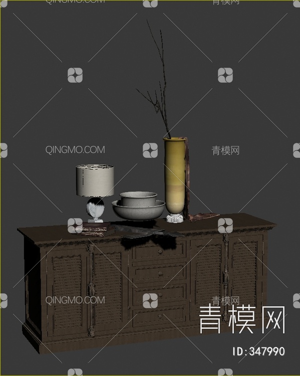 边柜装饰柜3D模型下载【ID:347990】