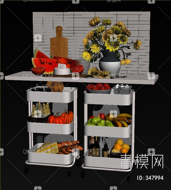 餐边柜3D模型下载【ID:347994】