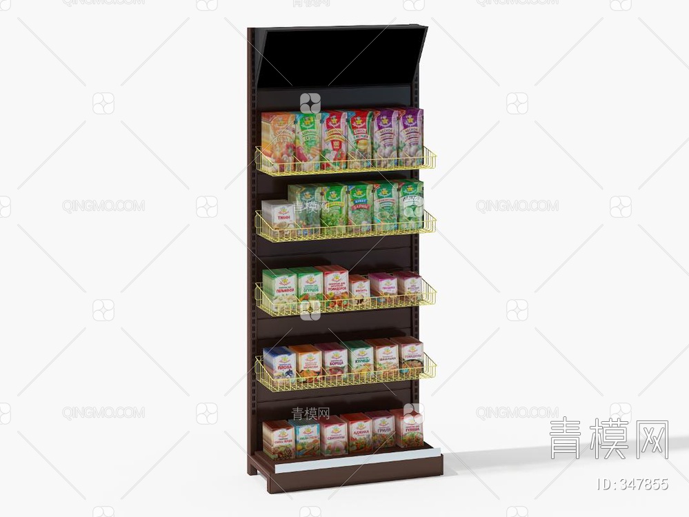 超市零食饮料商展柜组合3D模型下载【ID:347855】