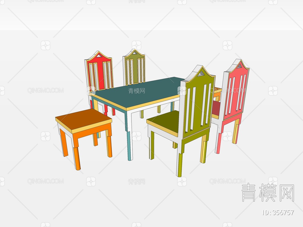 儿童桌椅SU模型下载【ID:356757】