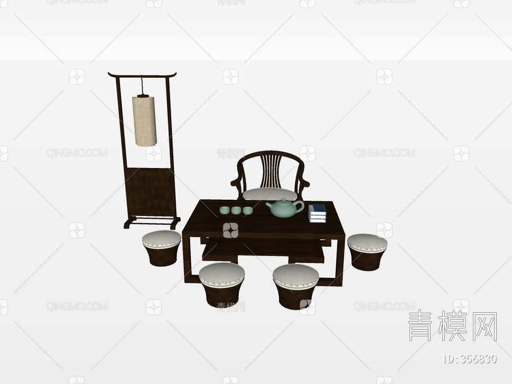 茶桌椅SU模型下载【ID:356830】