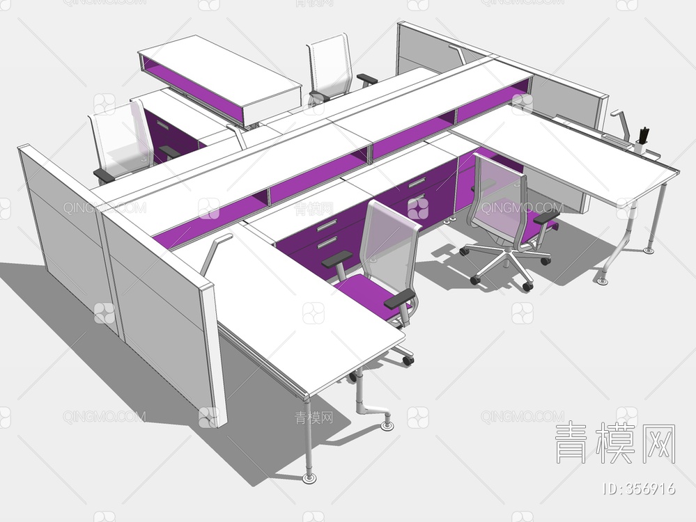 办公桌椅SU模型下载【ID:356916】