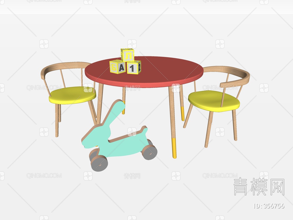 儿童桌椅SU模型下载【ID:356756】