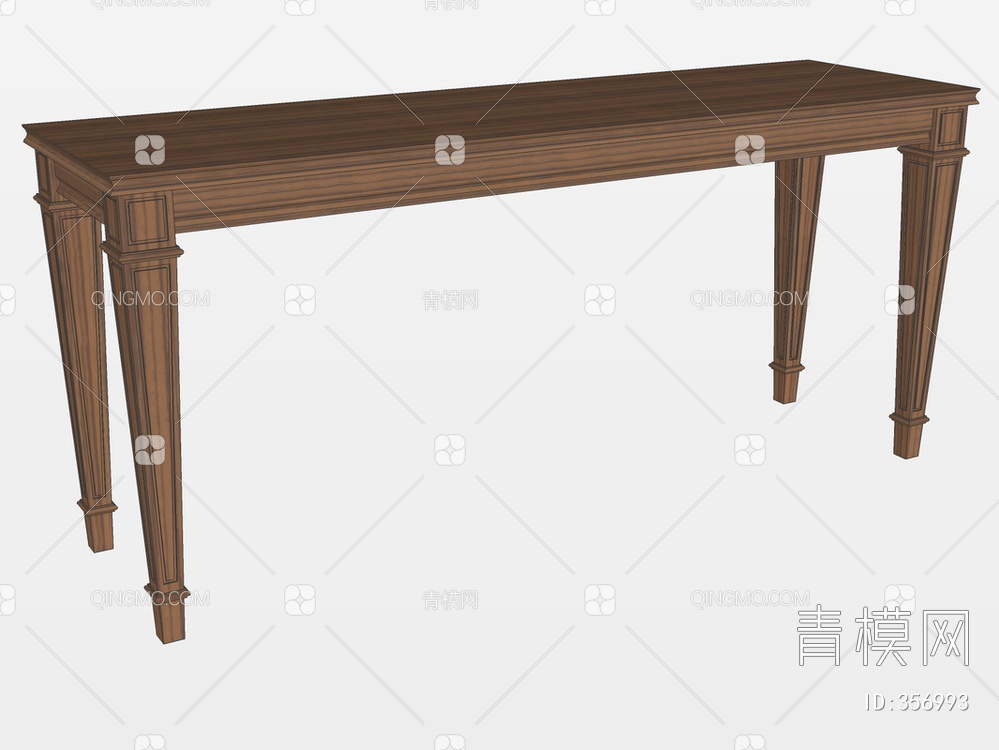 实木餐桌SU模型下载【ID:356993】
