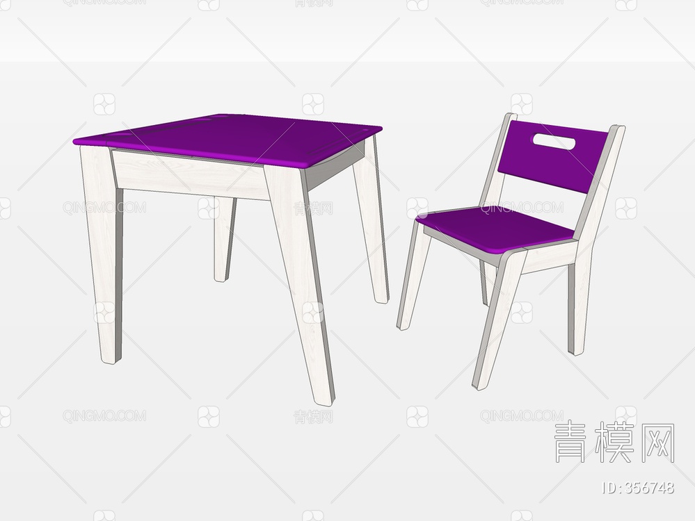 儿童桌椅SU模型下载【ID:356748】