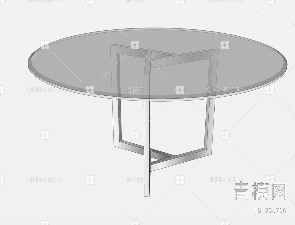 圆形玻璃餐桌SU模型下载【ID:356700】