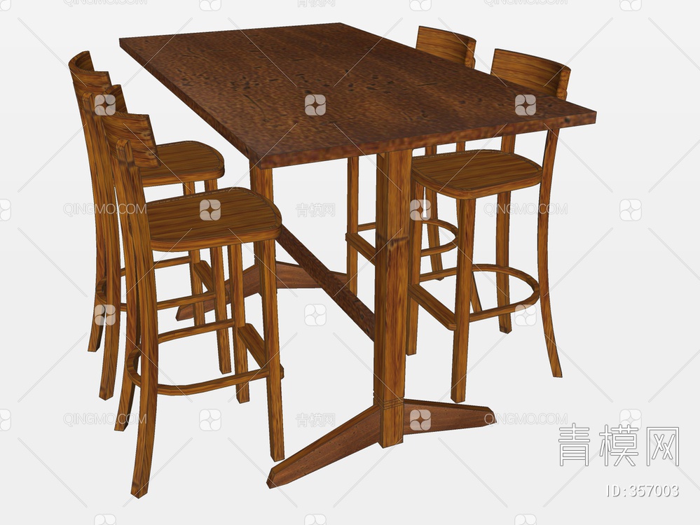 木质餐桌椅SU模型下载【ID:357003】