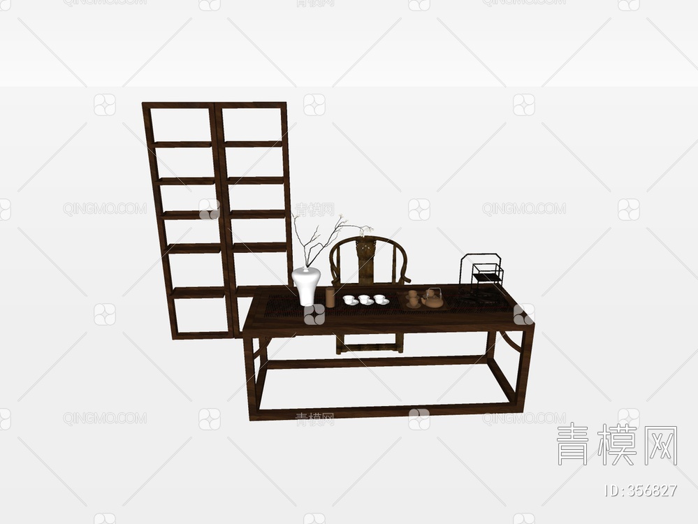 茶桌椅SU模型下载【ID:356827】