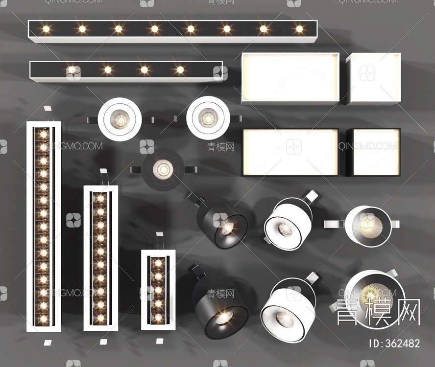 射灯单头多射灯组合3D模型下载【ID:362482】