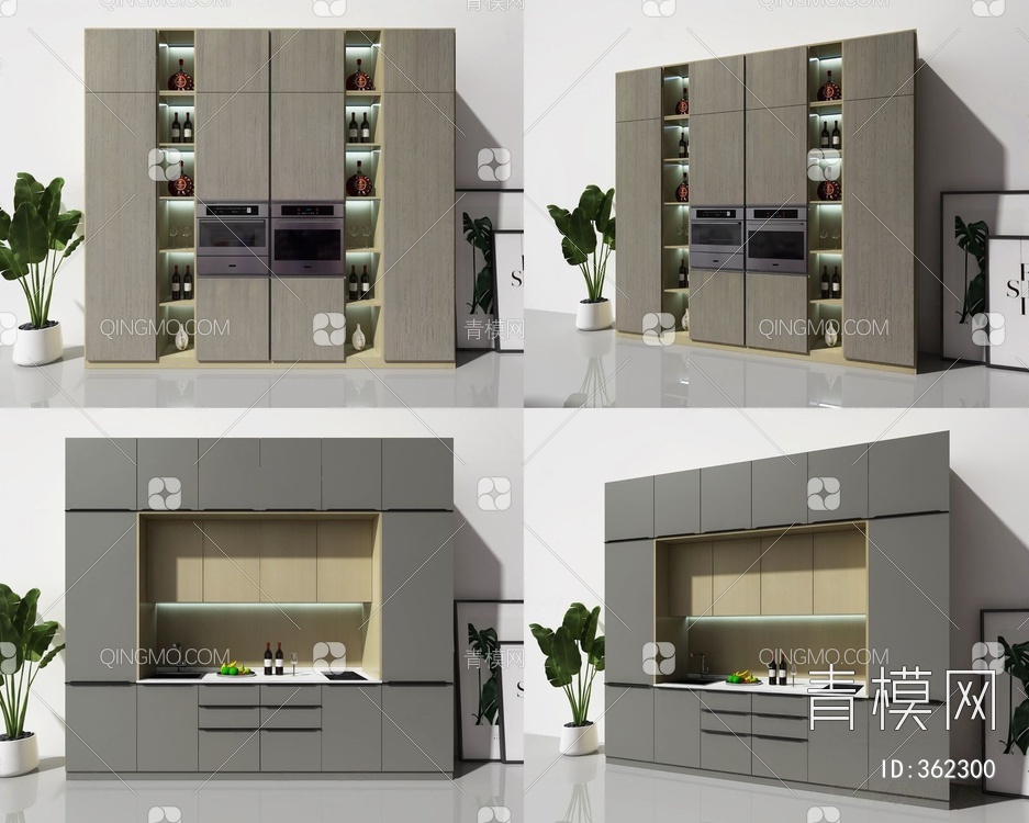 电器柜橱柜组合3D模型下载【ID:362300】