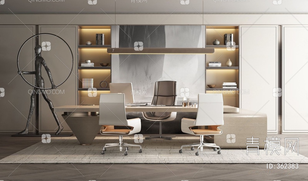 领导办公室家具组合3D模型下载【ID:362383】
