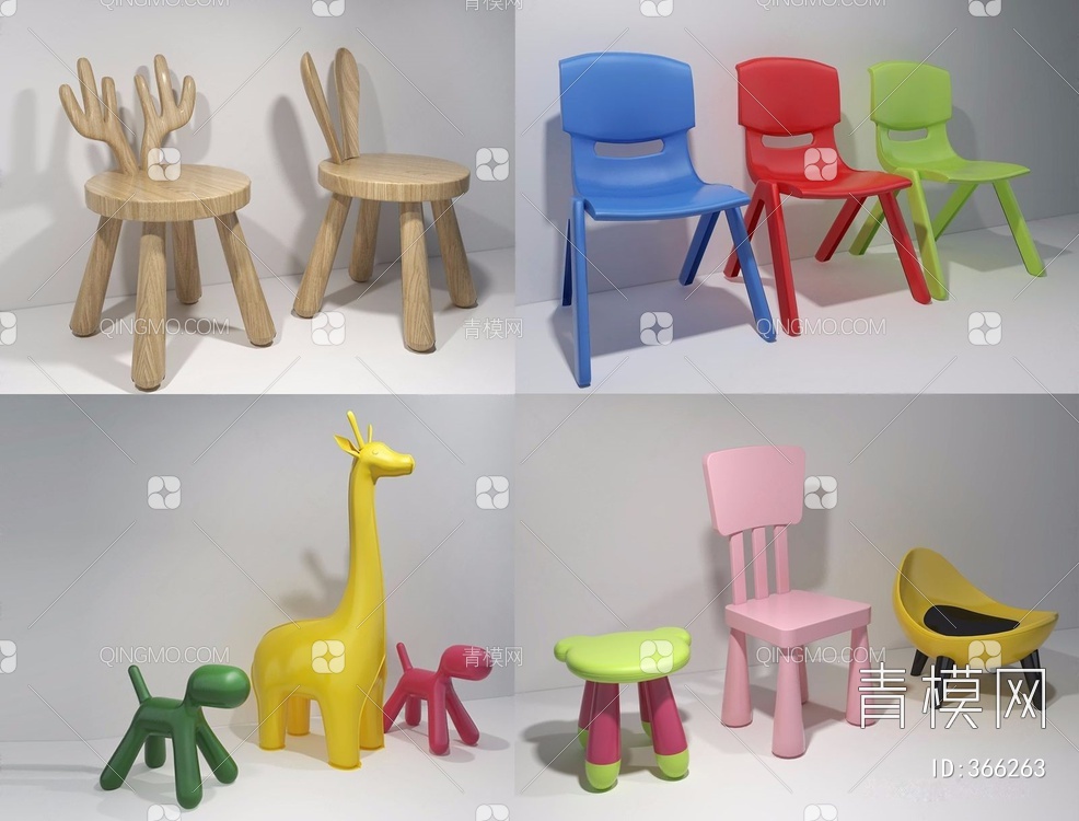 儿童凳子3D模型下载【ID:366263】