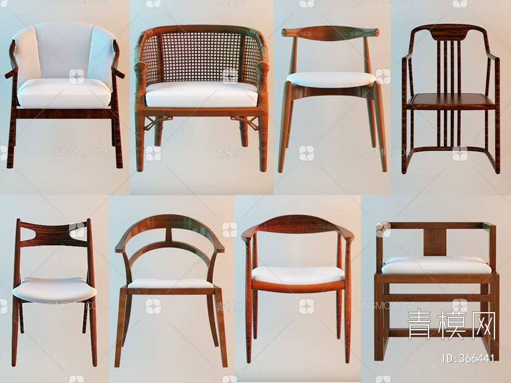 椅子组合3D模型下载【ID:366441】