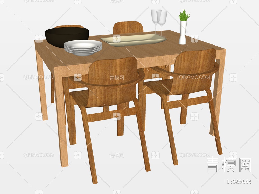 餐桌椅SU模型下载【ID:365654】