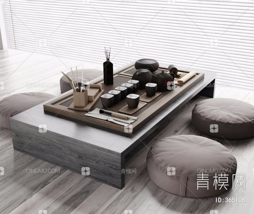 茶具茶台组合3D模型下载【ID:365108】
