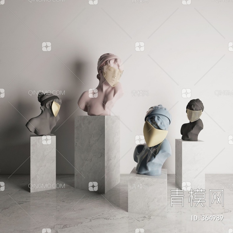 女神面具雕塑3D模型下载【ID:364989】