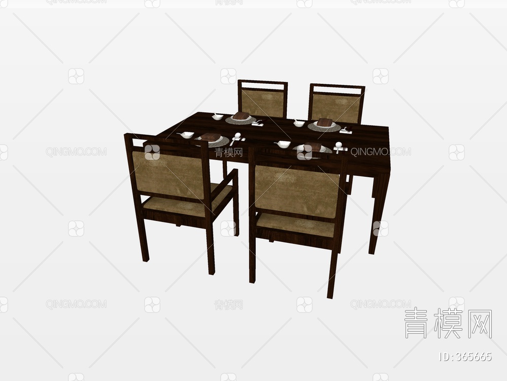 餐桌椅SU模型下载【ID:365665】