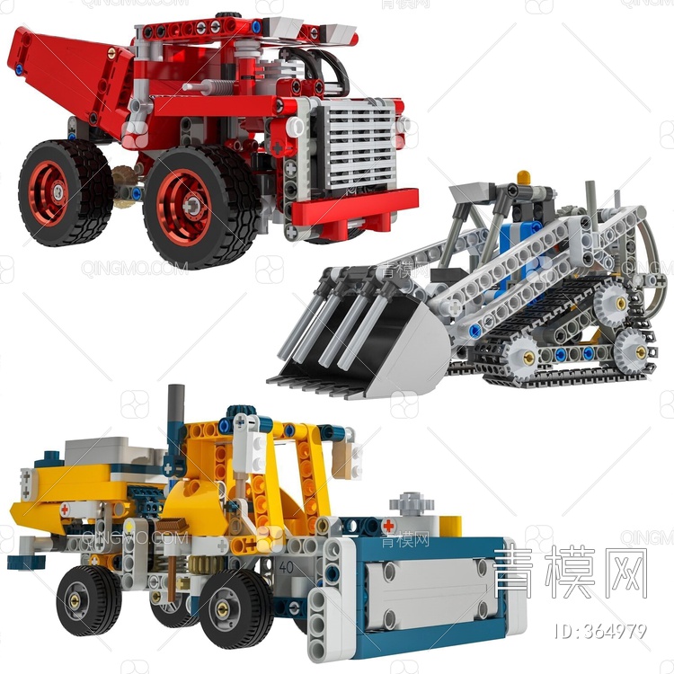 乐高工程车玩具组合3D模型下载【ID:364979】