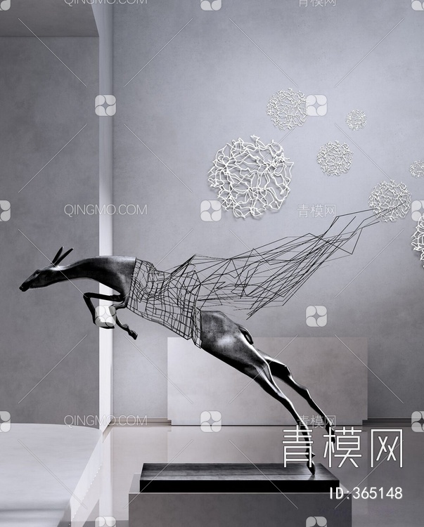 鹿雕塑3D模型下载【ID:365148】