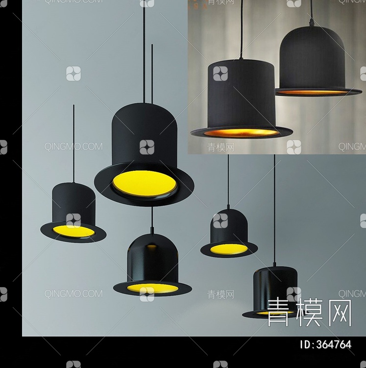 艺术帽子艺术吊灯组合3D模型下载【ID:364764】
