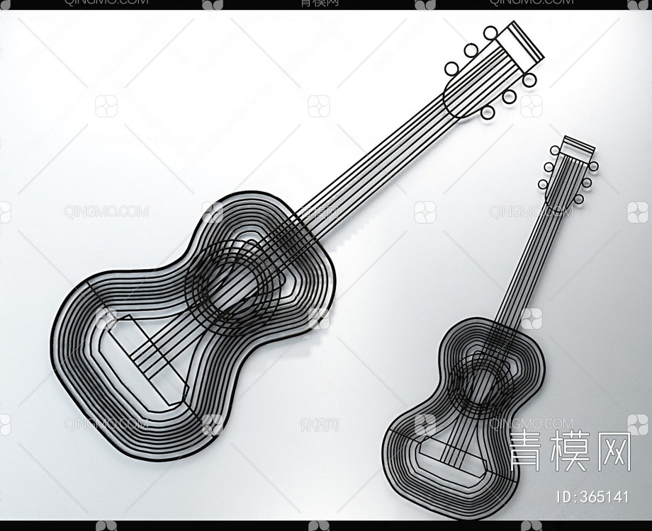 吉他乐器铁艺墙式组合3D模型下载【ID:365141】