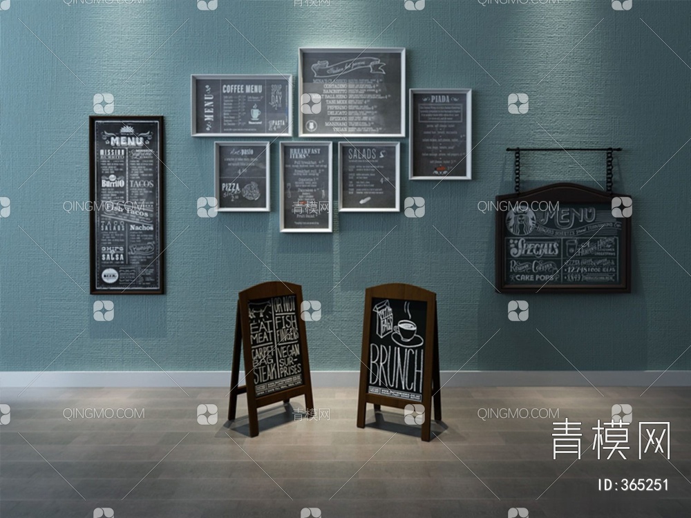 餐厅餐牌菜牌黑板牌装饰画3D模型下载【ID:365251】