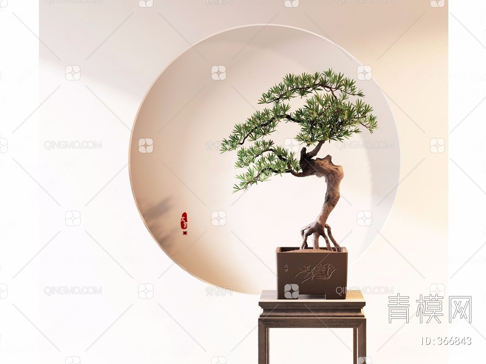 松树盆景3D模型下载【ID:366843】