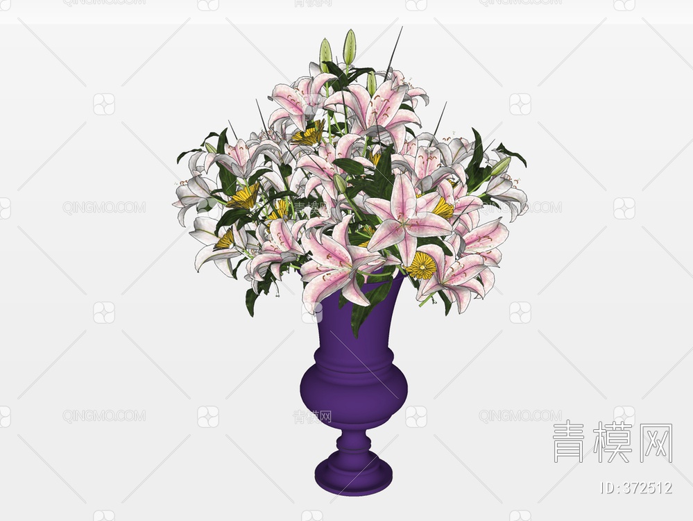 花瓶花卉装饰摆件SU模型下载【ID:372512】