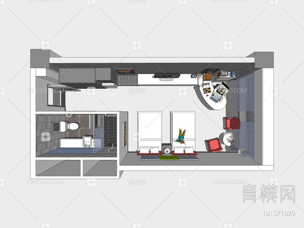 酒店标准房SU模型下载【ID:371620】