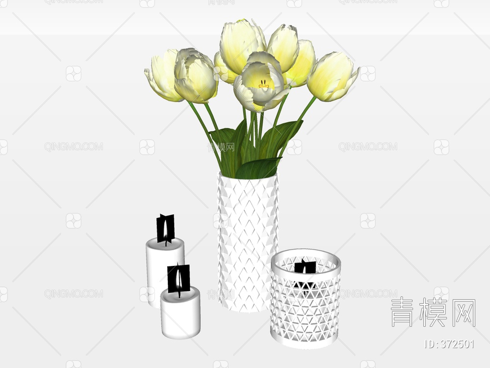 花瓶花卉装饰摆件SU模型下载【ID:372501】