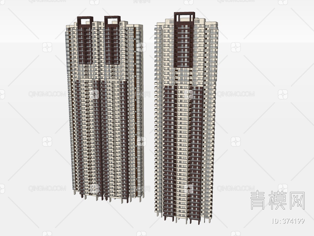高层建筑SU模型下载【ID:374199】