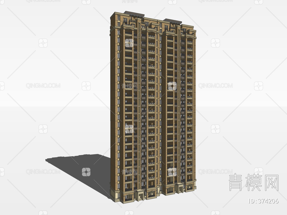 高层住宅楼SU模型下载【ID:374206】