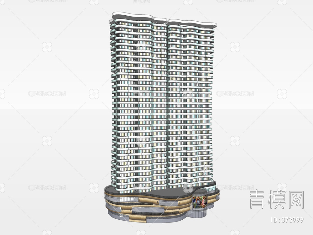 高层建筑SU模型下载【ID:373999】