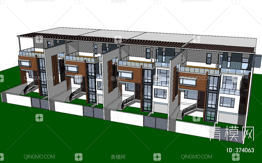 联排别墅SU模型下载【ID:374063】