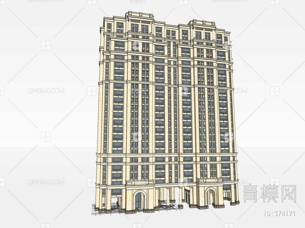 高层居住建筑SU模型下载【ID:374171】