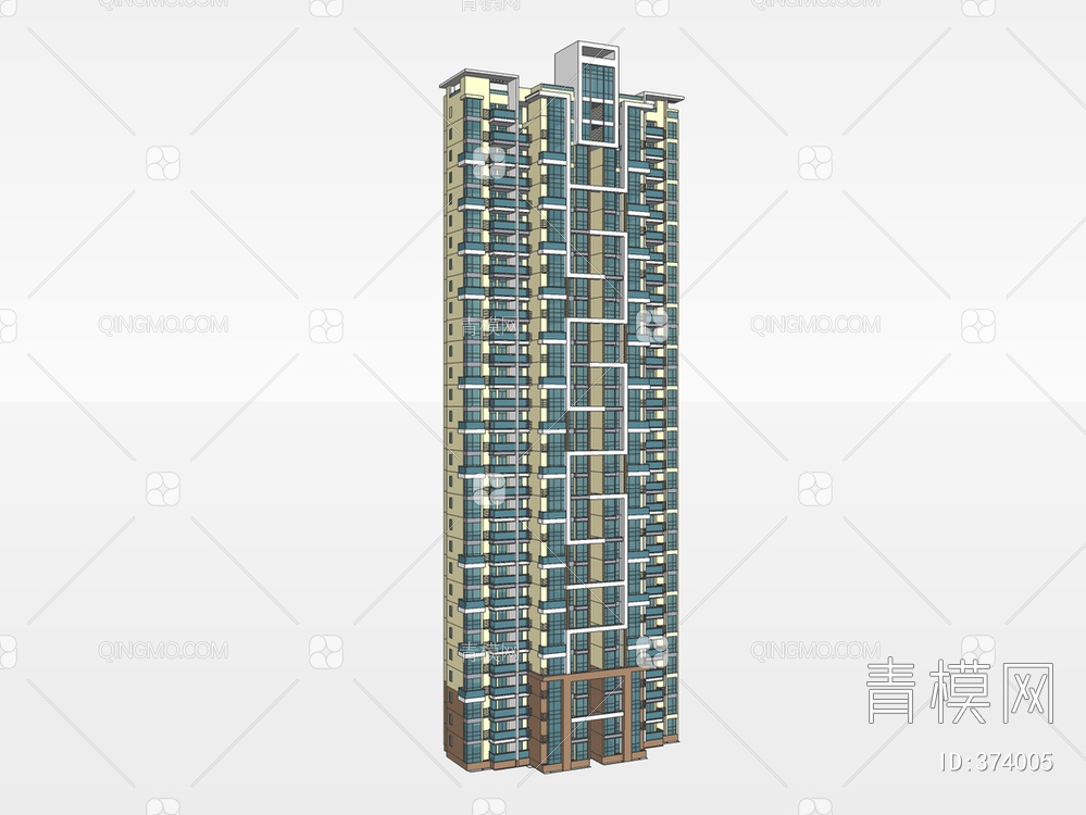 高层建筑SU模型下载【ID:374005】
