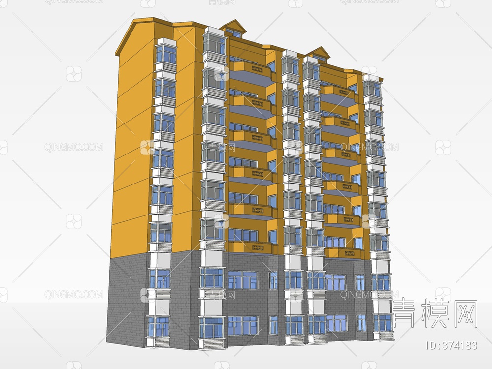 坡顶层住宅SU模型下载【ID:374183】