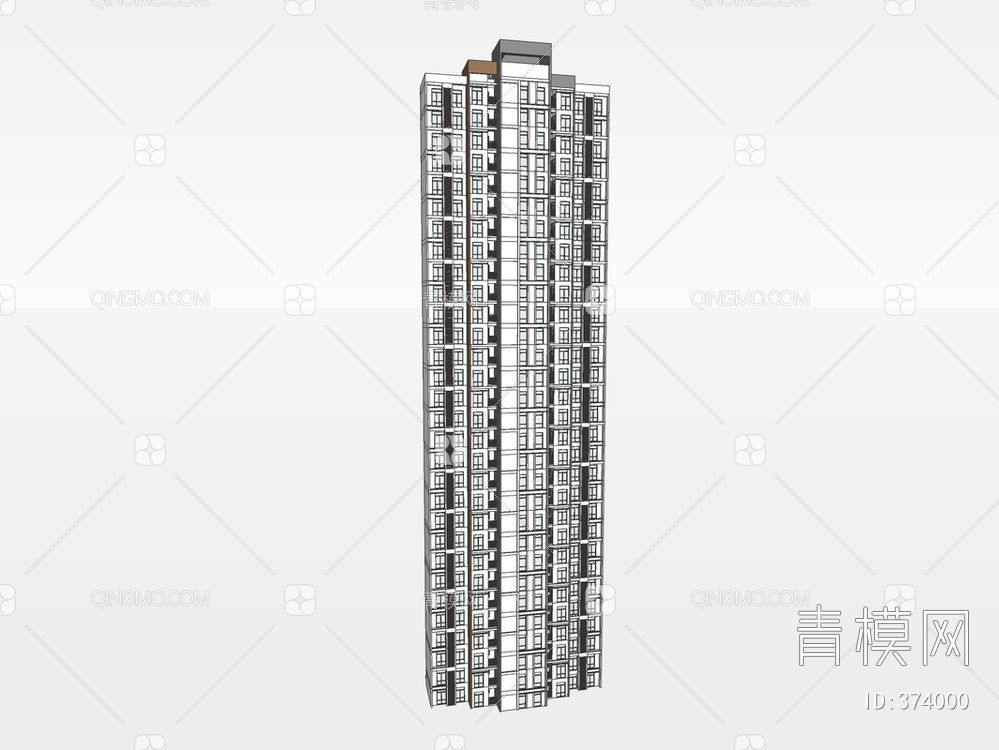 高层居住建筑SU模型下载【ID:374000】