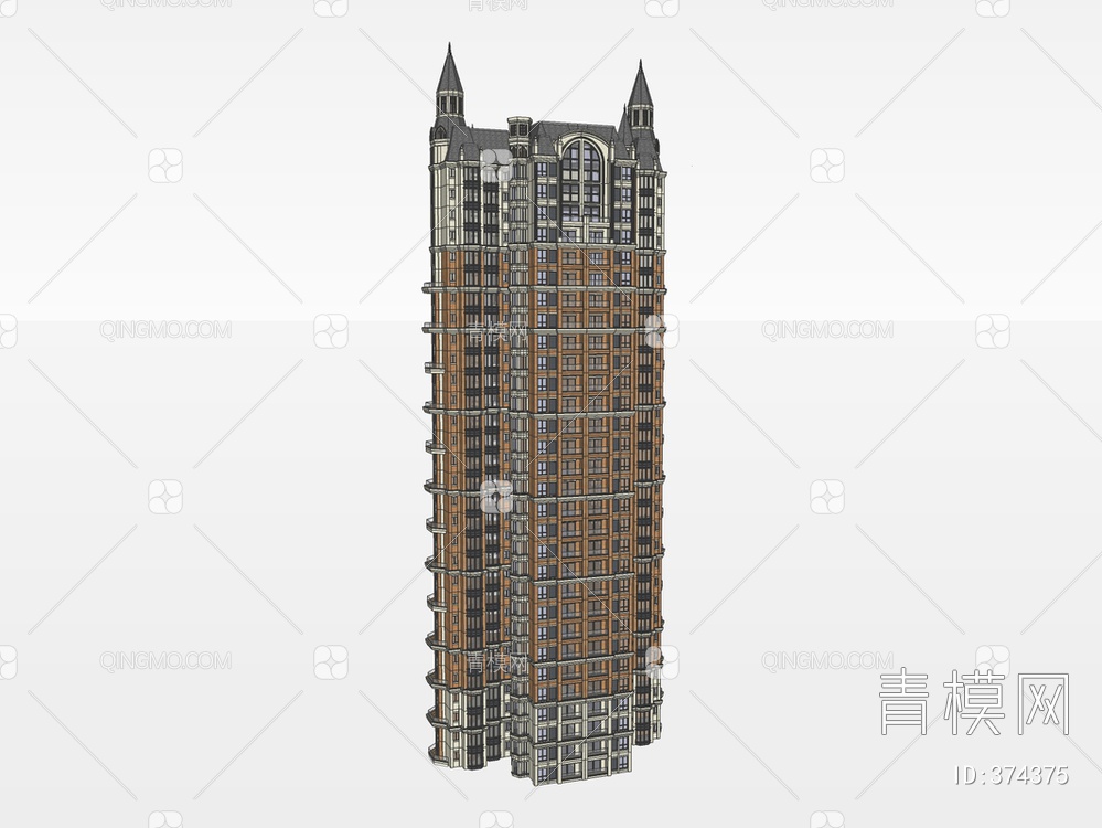 高楼建筑SU模型下载【ID:374375】