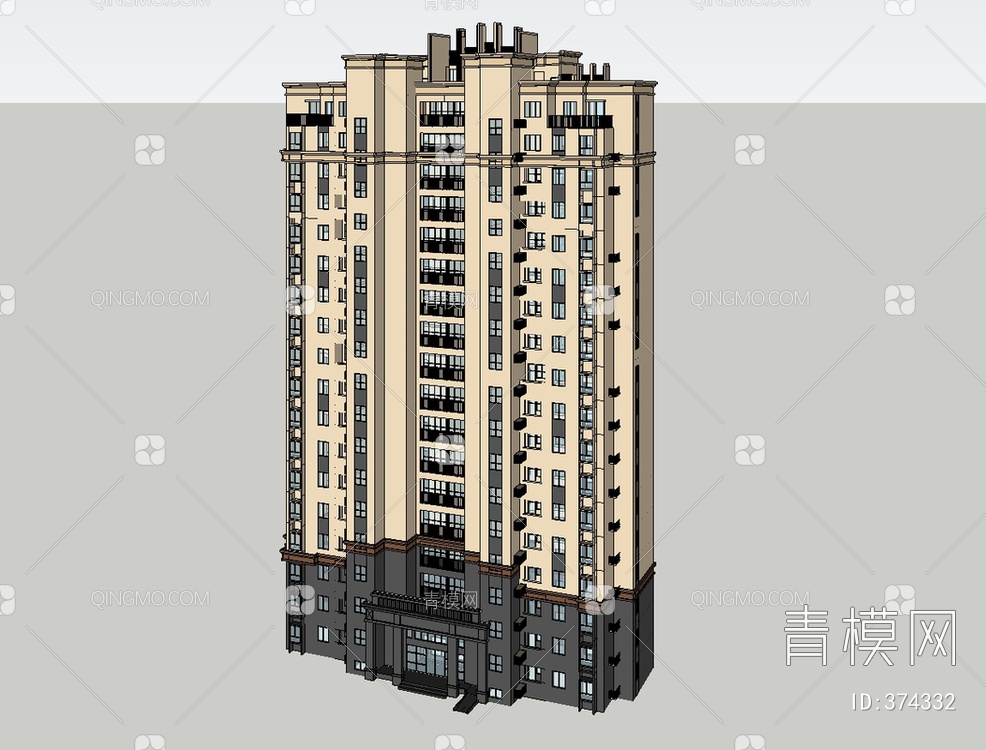 高层建筑SU模型下载【ID:374332】