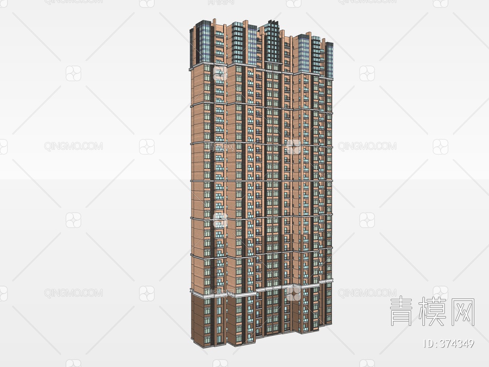 高层住宅楼SU模型下载【ID:374349】