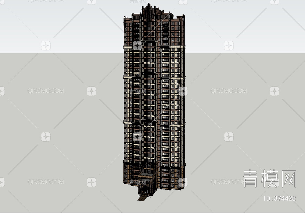高层建筑SU模型下载【ID:374428】