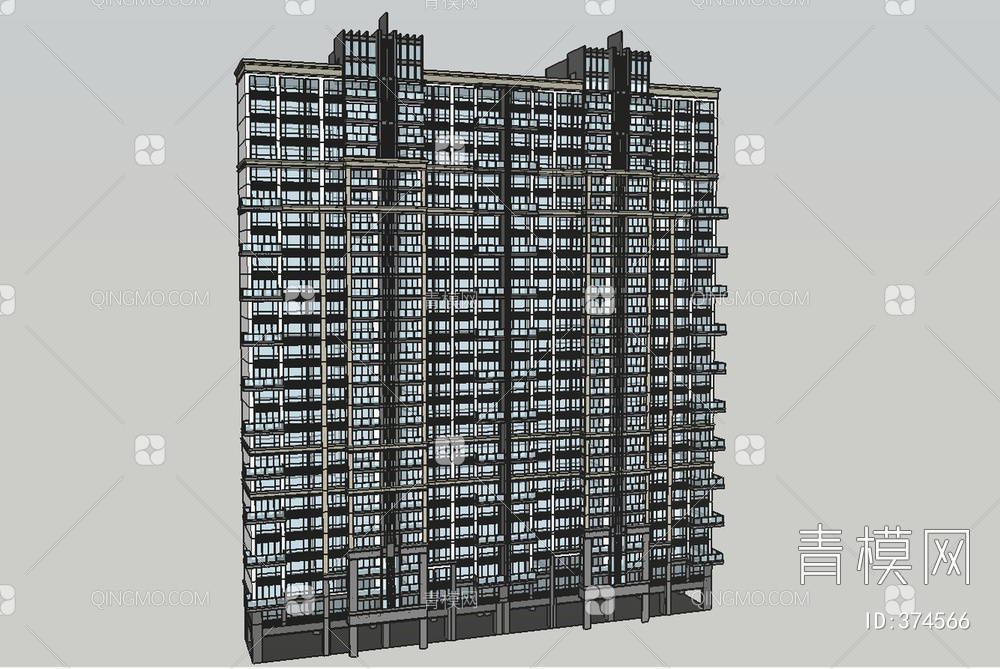 高层公寓SU模型下载【ID:374566】