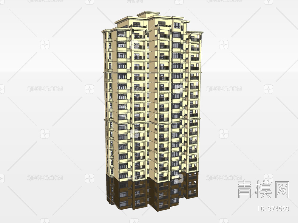 高层住宅SU模型下载【ID:374553】