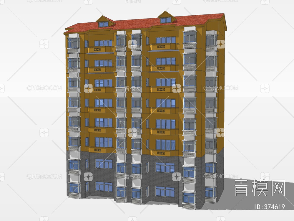 坡顶层住宅SU模型下载【ID:374619】
